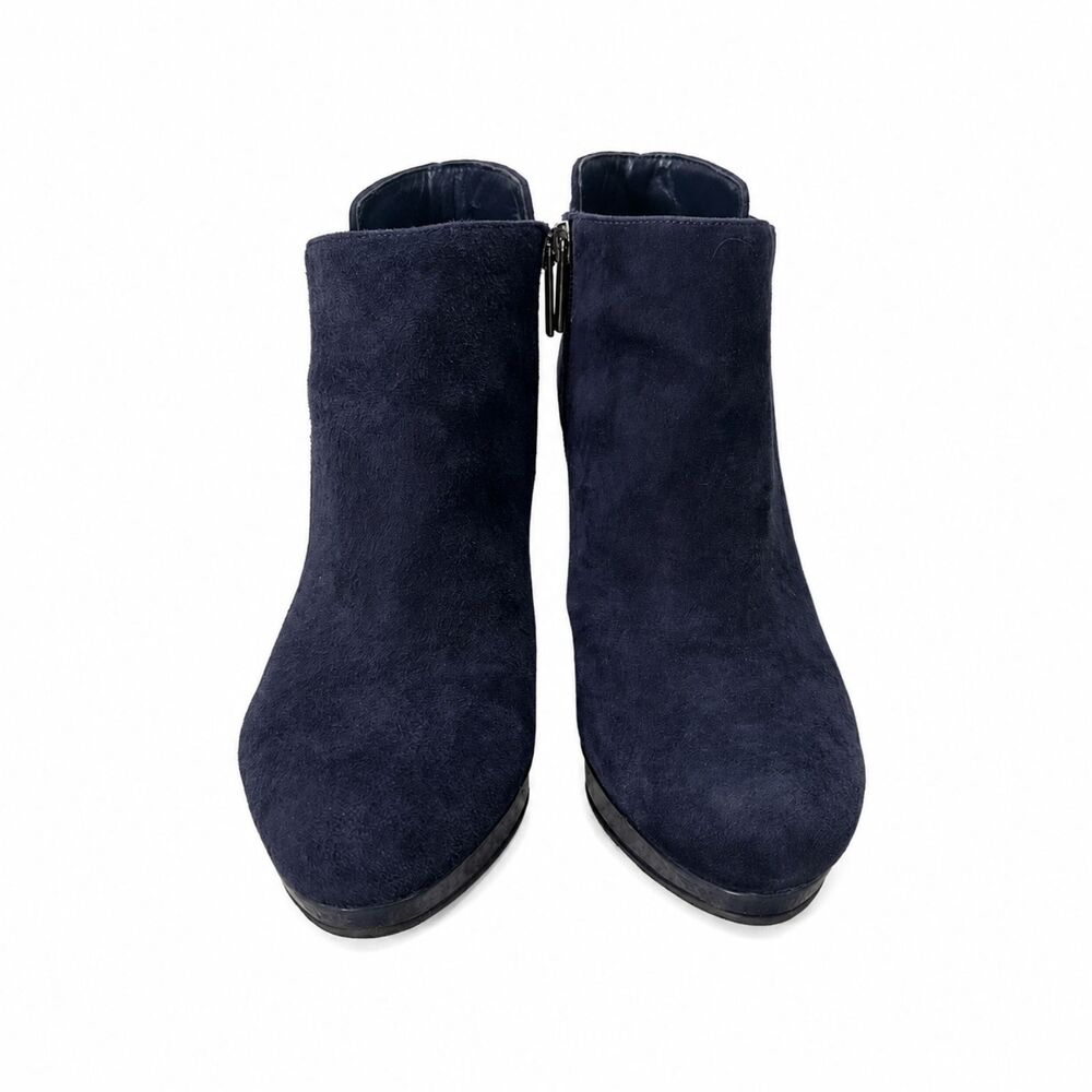 Bandolino Christiana Navy Blue Suede Ankle Boots Womens Size 7M Heeled Booties - Picture 11 of 15